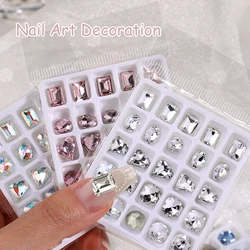 25pcs/box Glitter Nail Art Rhinestone Mixed Shape Sharp Bottom Big Crystal Nail Charm High Quality Flash Stone Nail 3D DIY Decal