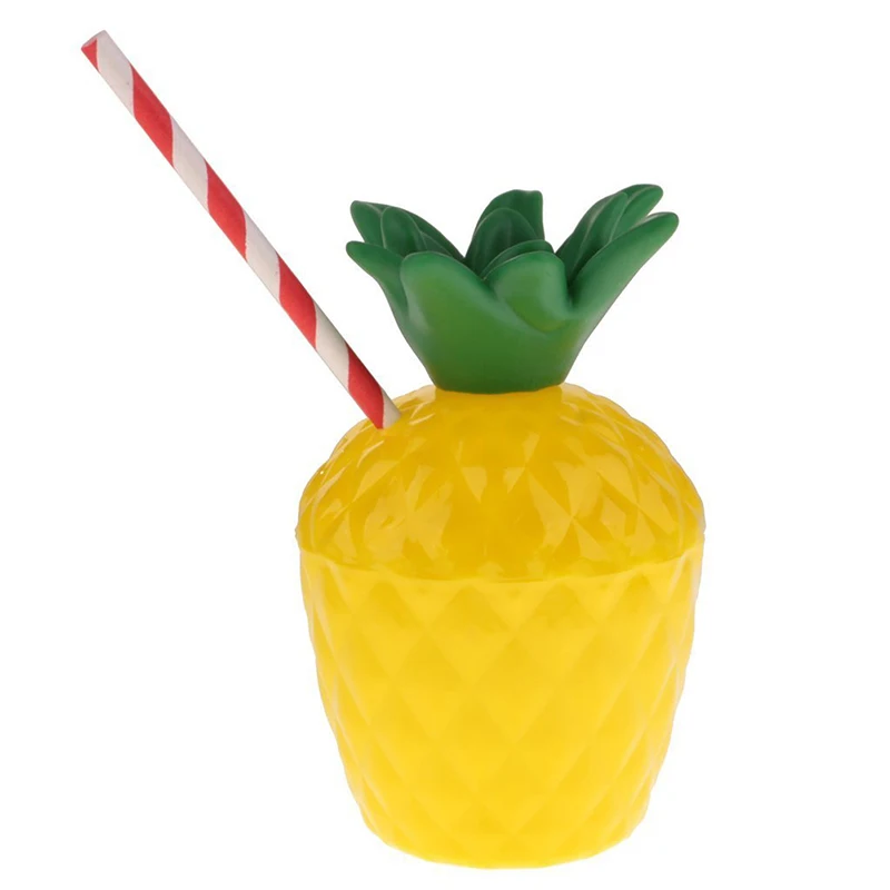 Pineapple Coconut Shape Cup with Straw Kids Adults Universal Drinking Cup Party Drinkware for Juice Cocktail Beverage Photo Prop