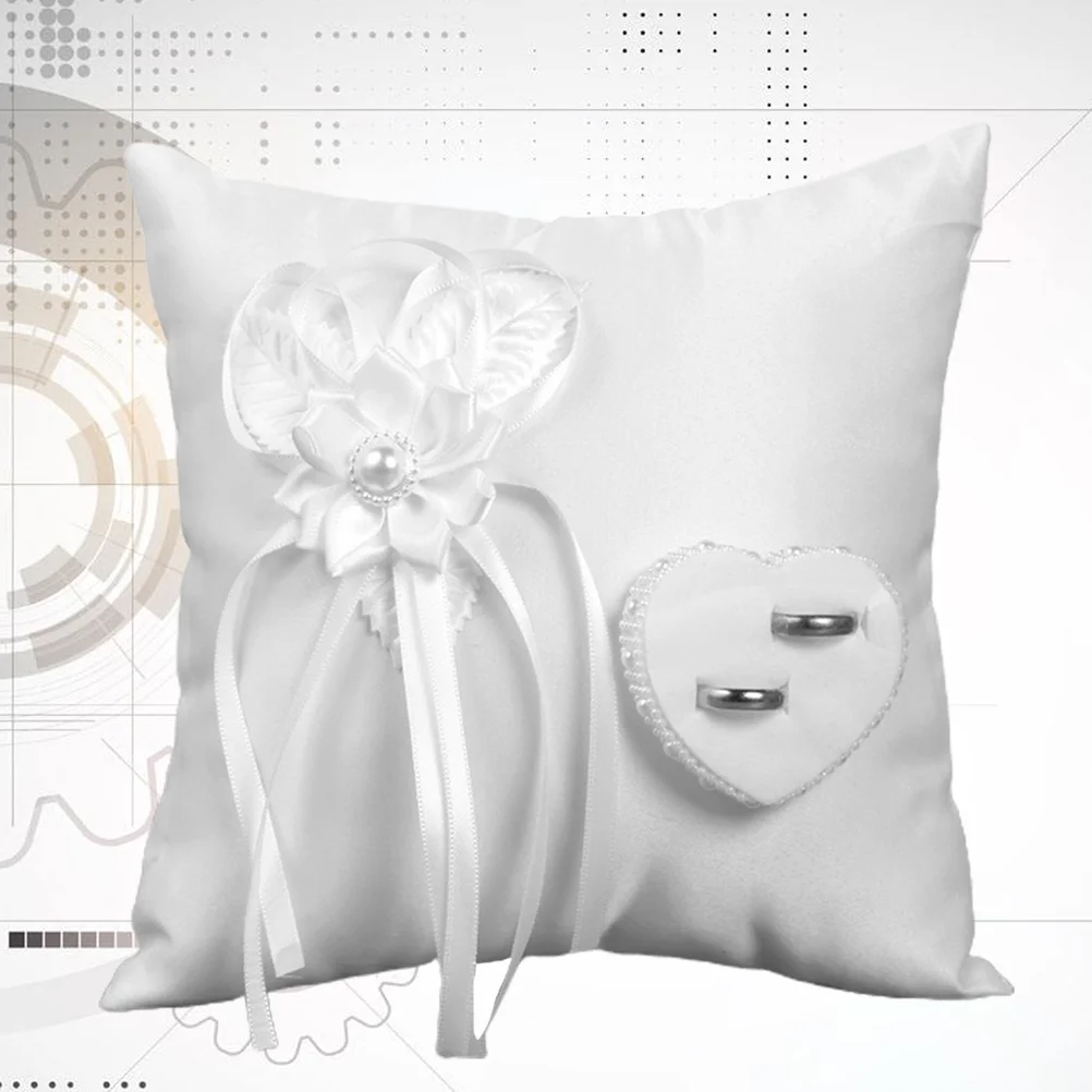 

1 шт., подушка для обручального кольца, белая вышитая подушка для кольца для свадебной церемонии, декор для помолвки, квадратная, мягкая, тонкая