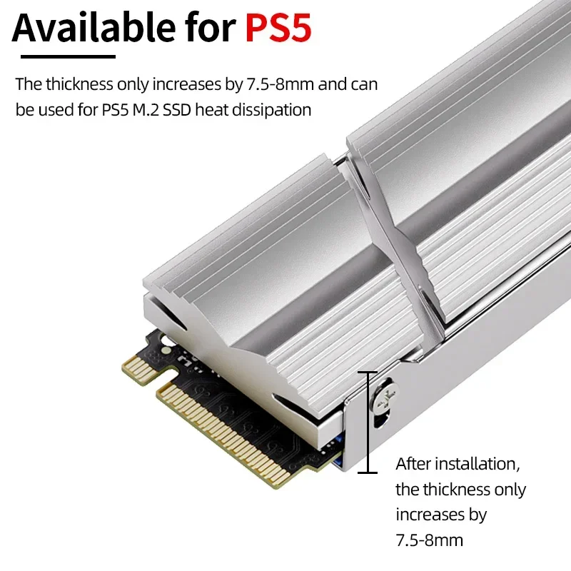 Teucer M.2 NVMe SSD 2280 Aluminium Heatsink met Siliconen Thermische Pad PS5 Solid State Drive Koelaccessoire