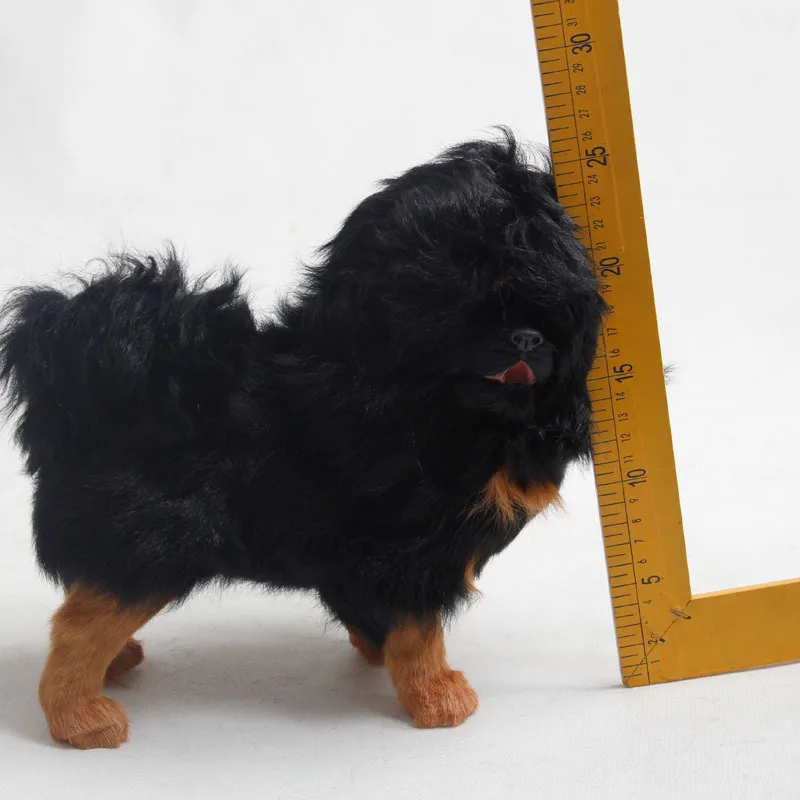 grande simulazione modello di cane in piedi polietilene e pellicce modello di mastino tibetano regalo bambola circa 28x25 cm