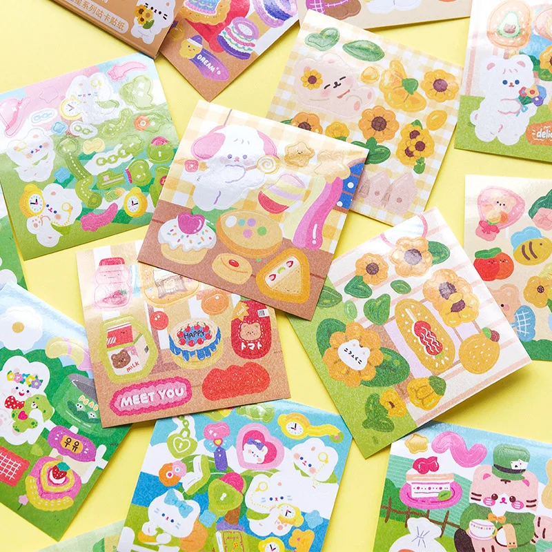 10 Sheets Creative Cartoon Cute Animal Stickers for Scrapbooking DIY Decorative Material Collage Journaling