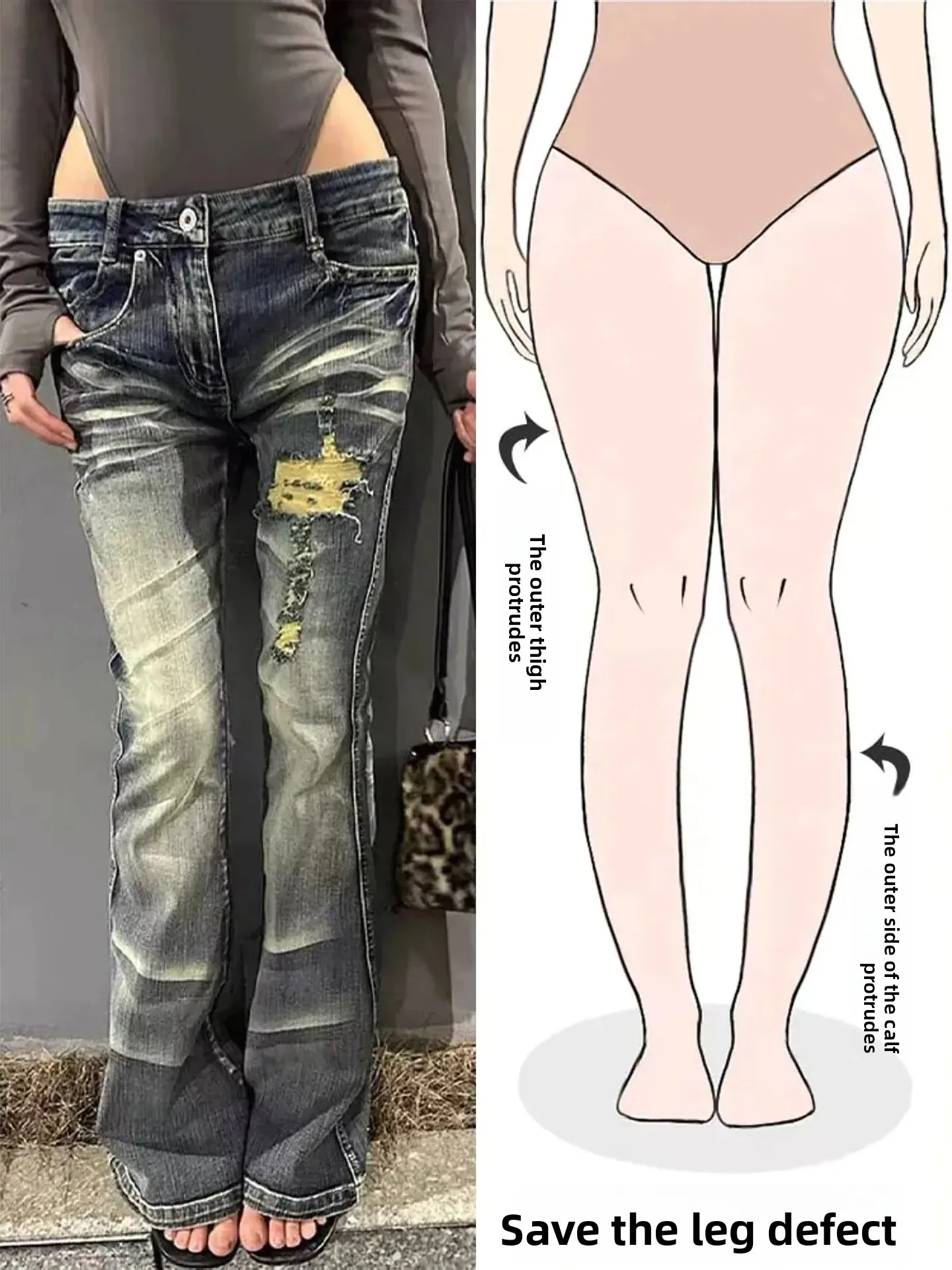 

Ретро-джинсы в американском стиле для женщин, новые весенние джинсы с эффектом потертости, микро-клеш, женские брюки больших размеров