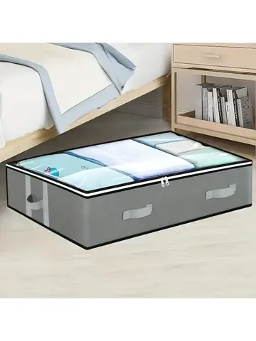 1pc/2pcs/3pcs Dustproof Under Bed Storage Box with Reinforced Handles for Comforter Blanket  Pillow and Toys Bedroom Accessories