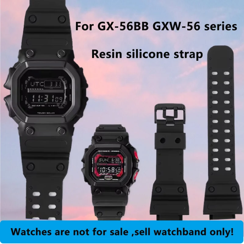 GX56 Black resin silicone strap for Casio G-SHOCK giant G-block GX-56BB GXW-56 series modified waterproof  band men's bracelet