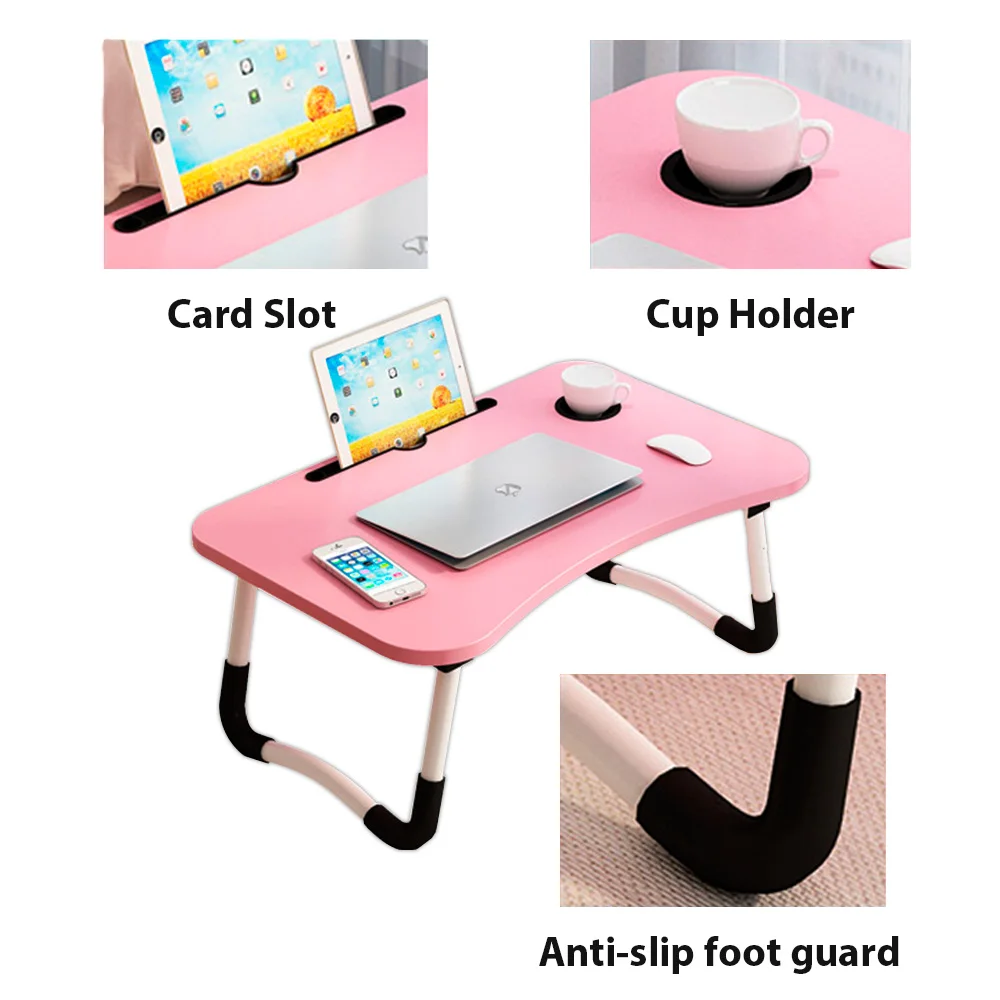 Imagem -02 - Portátil Dobrável Laptop Desk Bandeja Cama Sofá Colo Slot Tablet Suporte Cup Suporte