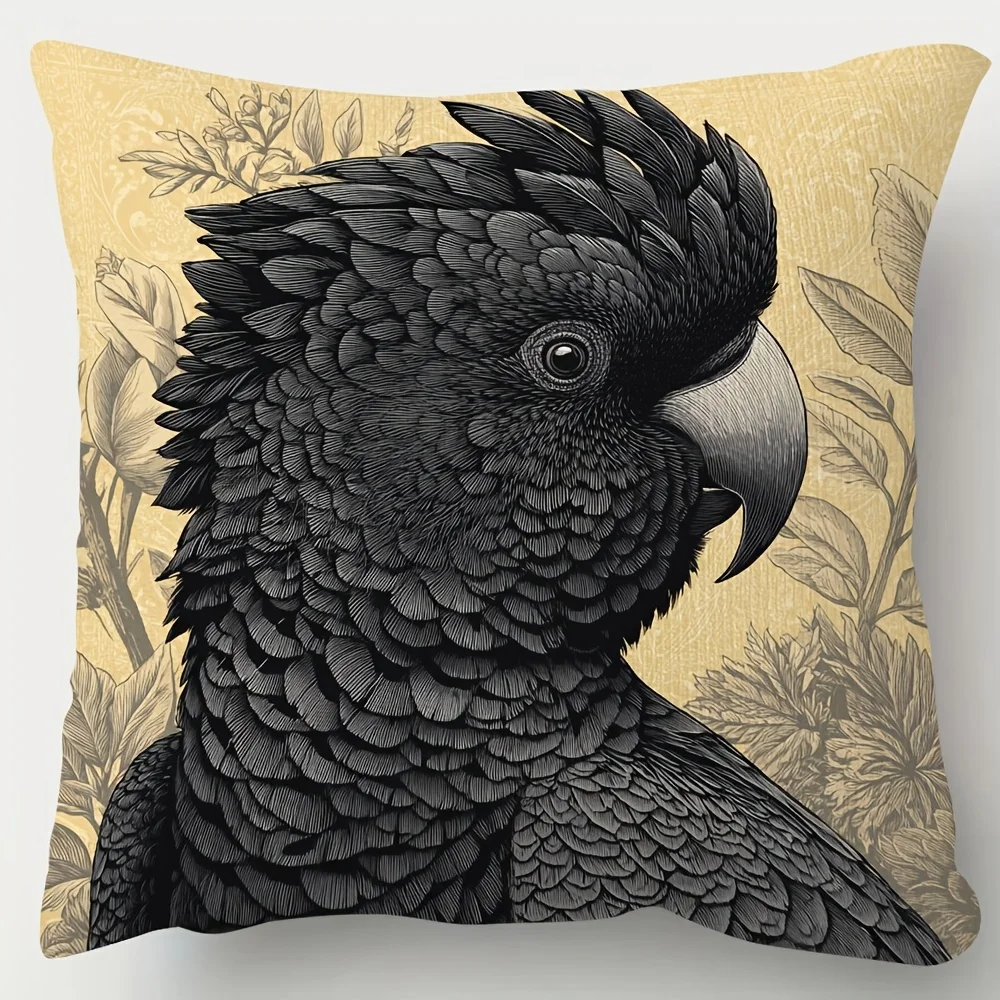 Vintage Engraving Style Macaw Portrait Throw Pillow Case for Boho Living Room Decor Cushion Cover