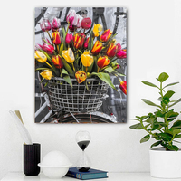 Painting By Numbers Flowers Red Tulips Landscape Vase DIY HandPainted Oil Painting Canvas Colouring Unique Gift Home Decorate