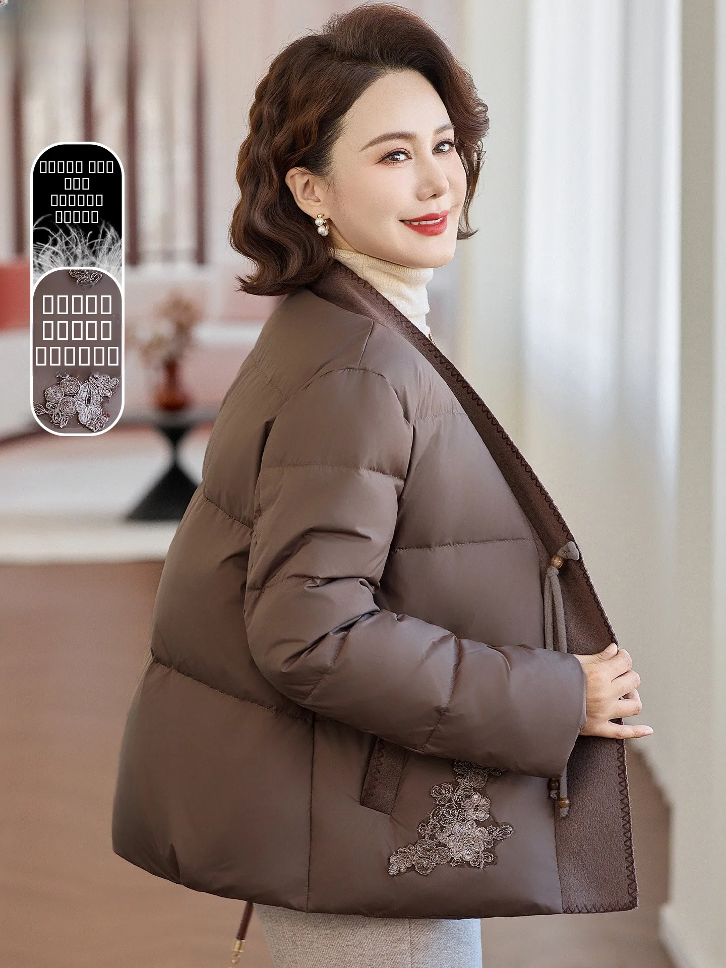 

Новая китайская зимняя куртка для женщин: теплая, на хлопковом пуху, свободного кроя, модная, с V-образным вырезом, на одной пуговице