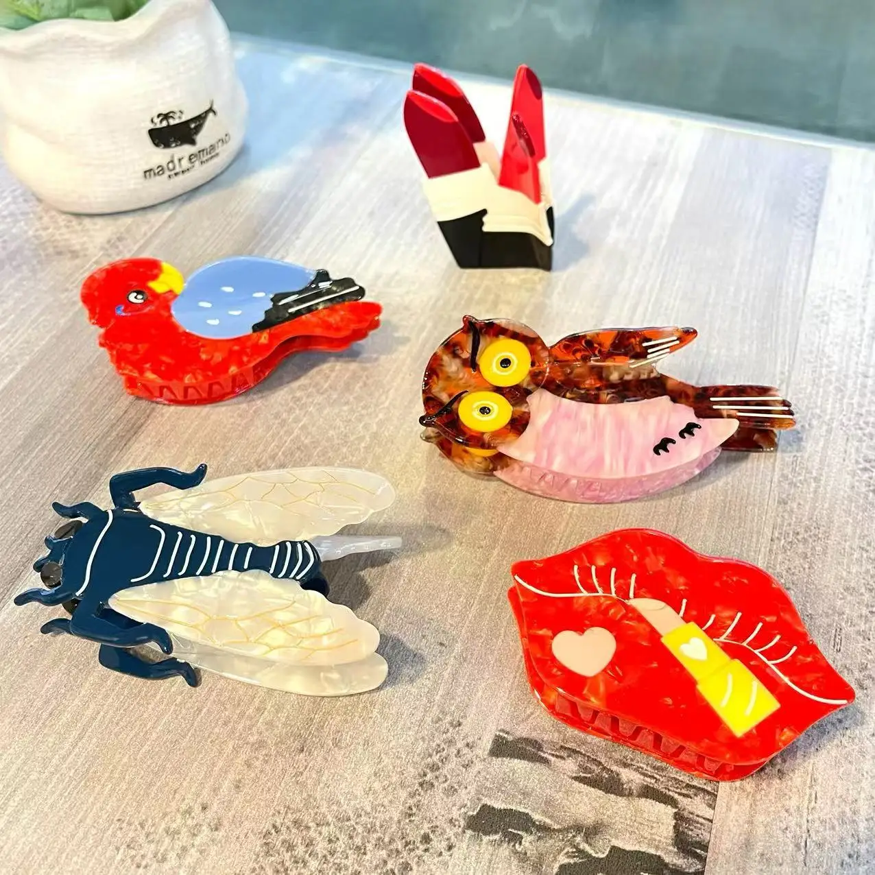 

Muweordy новый креативный дизайн цикада коготь для волос попугай ацетатный коготь зажим губная помада заколки для волос индивидуальные модные аксессуары для волос