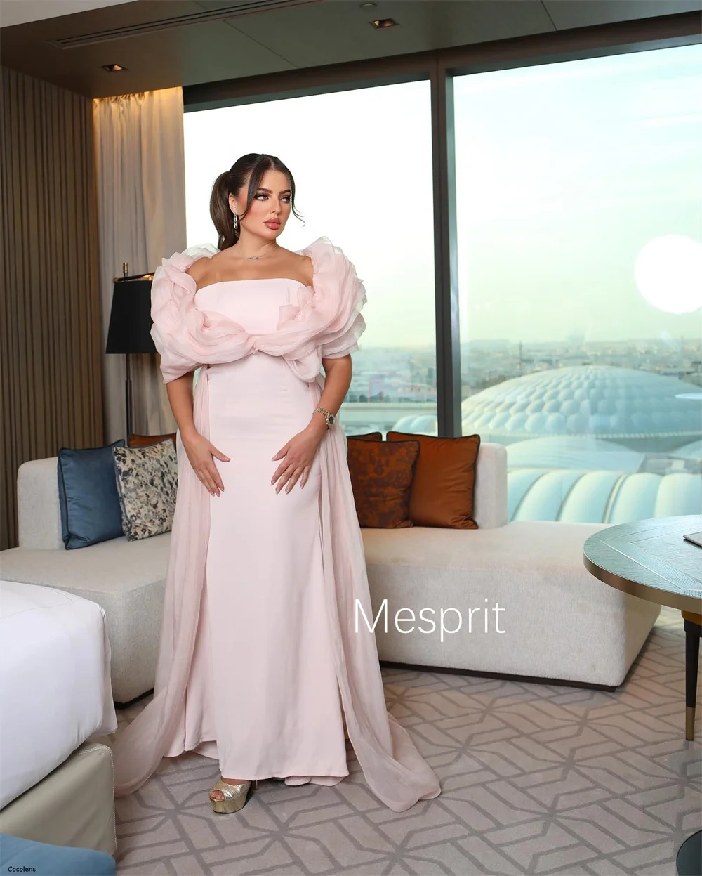 Customized Matching Jersey Pleat Trumpet Off-the-shoulder Long Dresses Bespoke Occasion Prom Chinese Style