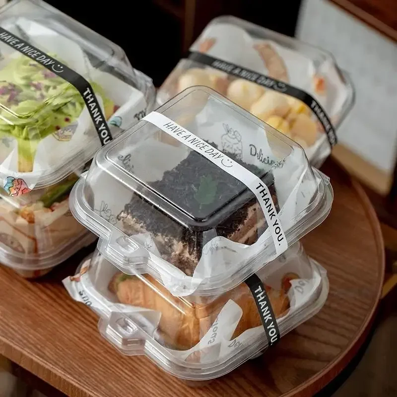 10/50 Uds utensilios de cocina para hornear caja de plástico transparente para pastel Bento V2 caja de embalaje de tiramisú estético
