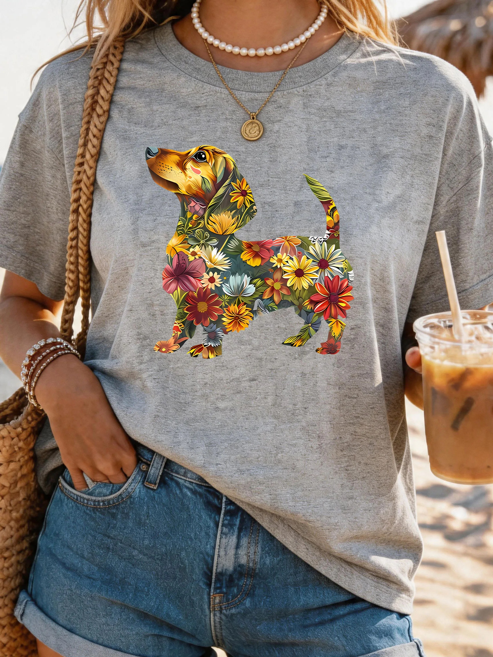 

Women's Large Size Printed round Neck Short Sleeve T-shirt 1-7XL Comfortable Casual Top in European Style