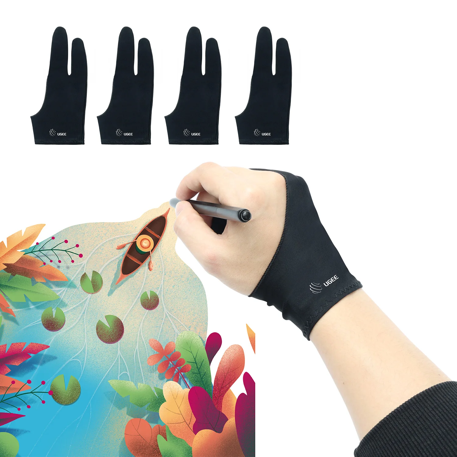 Guante de dibujo UGEE tamaño libre para tableta de dibujo gráfico tableta con bolígrafo Digital 1 pieza
