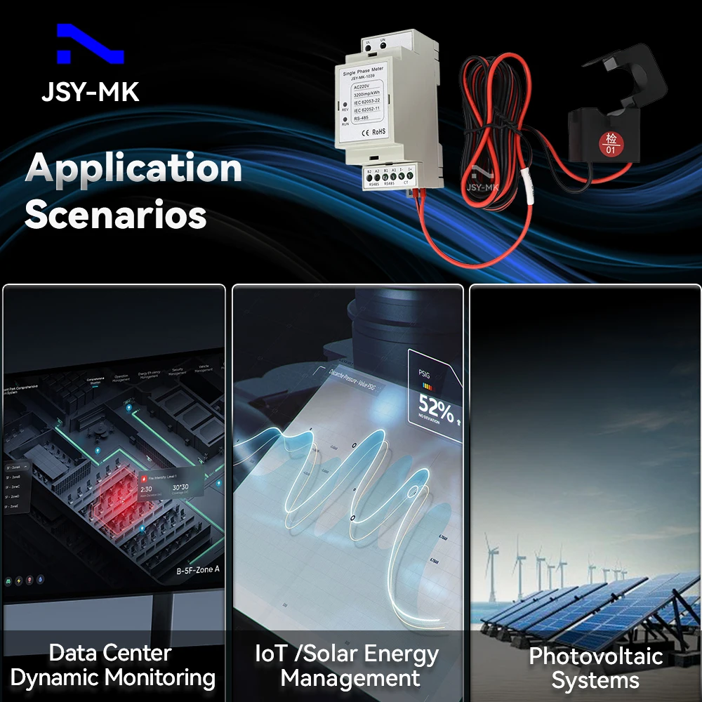 JSY-MK-1039 100A 220V RS485 Modbus-RTU Komunikacja Dwukierunkowe pomiarowanie AC Jednofazowy licznik energii Szyna Din — zdjęcie 7
