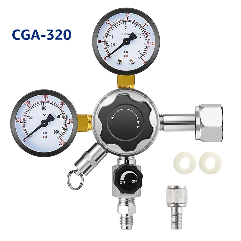 CGA-320 Keg Regulator, Detachable Output Threaded Valve,0-60 PSI Homebrew Co2 Regulator for Carbonated Beer