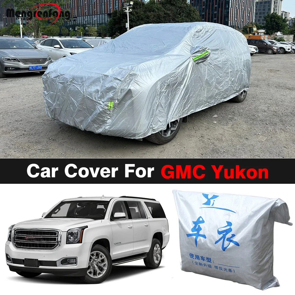 

Подходит для GMC Yukon, полный комплект защиты на открытом воздухе, автомобильный чехол, защита от снега, солнцезащитный козырек, пылезащитный универсальный полный комплект автомобильного чехла