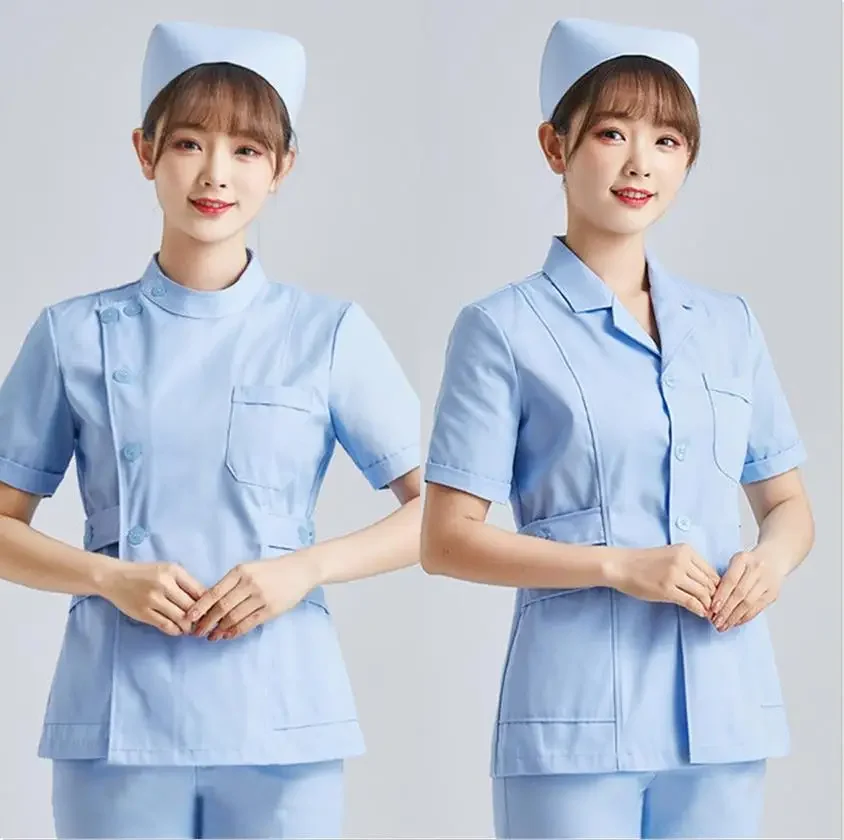 Uniformes de manga curta para mulheres, clínica de higiene animal, roupas de enfermagem, vestuário de trabalho para enfermeira, uniforme médico rosa