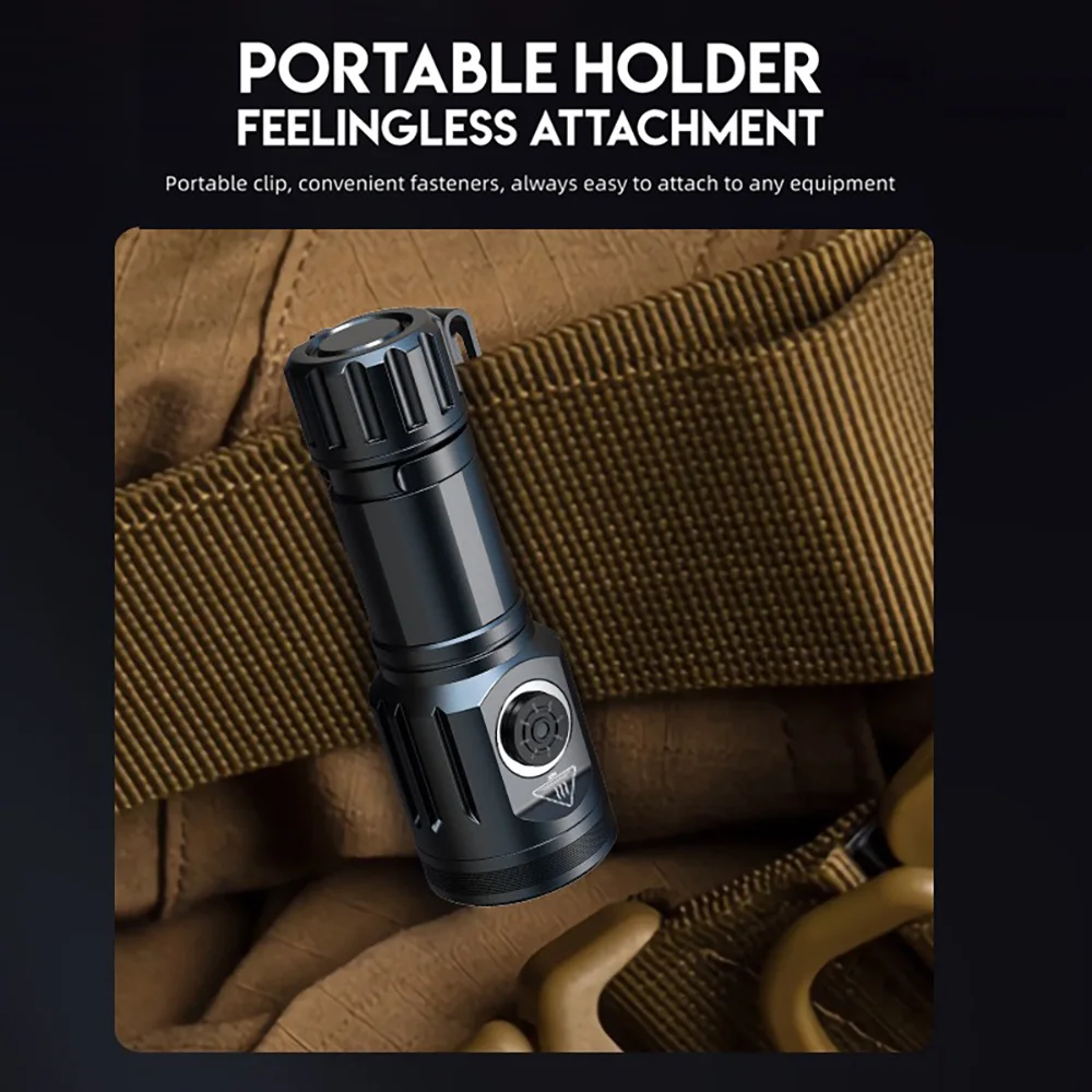 Powerful LED Flashlight EDC Strong Light Lamp Type-C Rechargeable Outdoor Mini Fixed Focus Small Flashlight Camping Light Torch