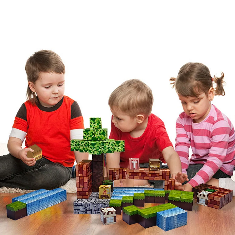 Magnetische Blokken-100PCS Magnetische Bouwstenen Magneet Kubus Speelgoed Stapelen, Bouw Boswereld Set, STEM Montessori Zintuiglijk Speelgoed