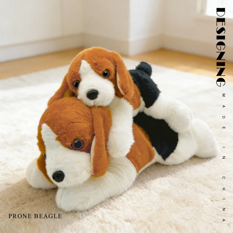 26/38cm Liegender Beagle Plüschhund Hochwertiges Kuschelkissen Zoo-Souvenir Heimdekoration