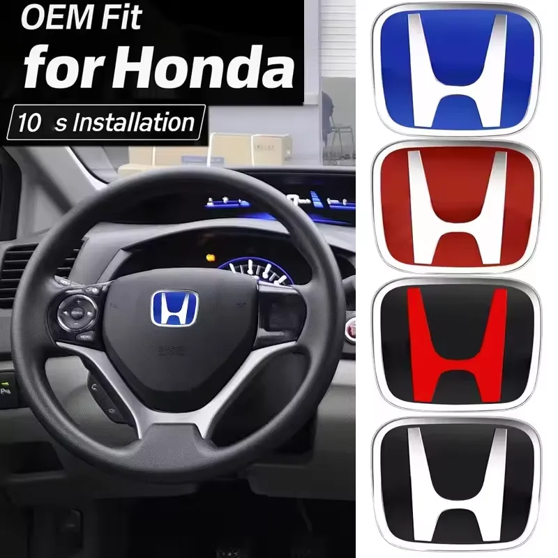 

Эмблема-наклейка 3D ABS на руль для Honda Civic/Accord/CR-V/Odyssey, красно-черно-синяя, для внутреннего тюнинга, оригинальная установка, 10 секунд на установку