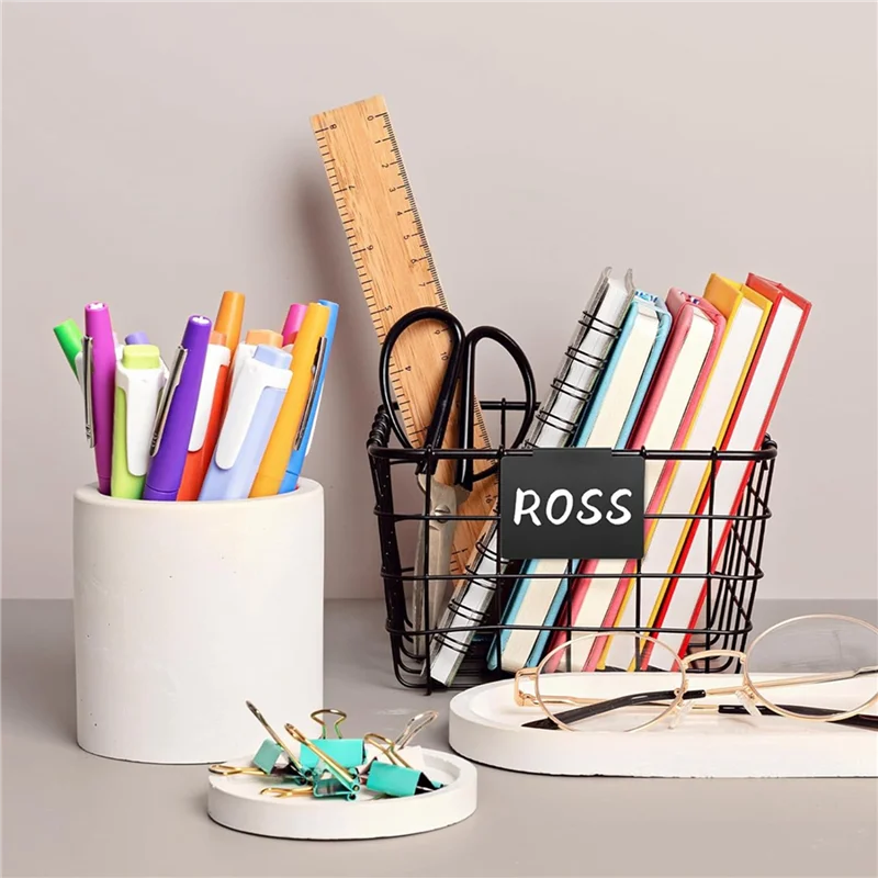 مشبك ملصقات السلة لصناديق التخزين - ملصقات مشبك سلة بلاستيكية قابلة للإزالة، ملصقات سلة المسح الجاف، 96 قطعة