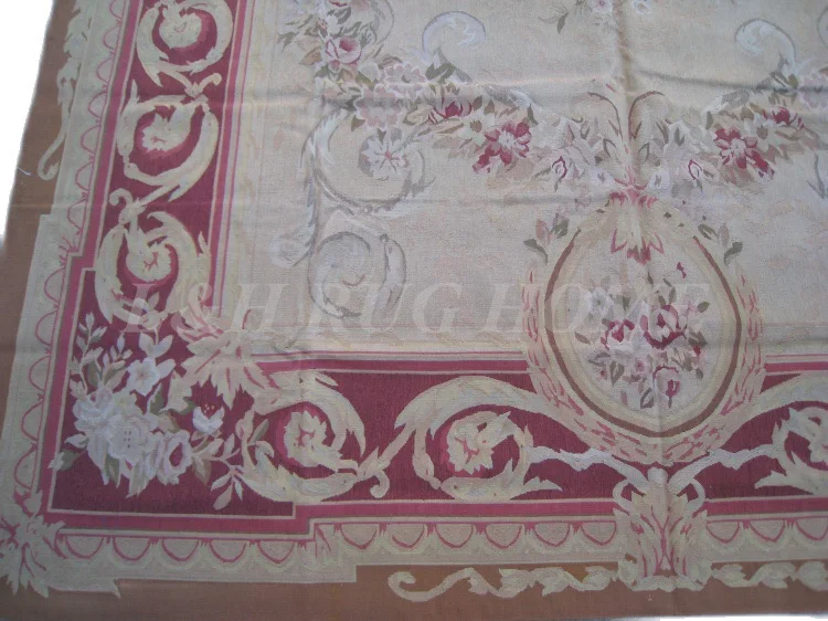 Free shipping 8'x10' French Aubusson rug hand woven woolen aubusson carpet