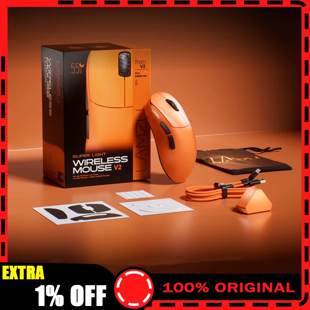 LAMZU THORN V2 Dual Mode Wireless Gaming Mouse 8000Hz Polling Rate PAW NEXT1 Sensor Nordic 54H20 Mice Lightweight PC Accessories