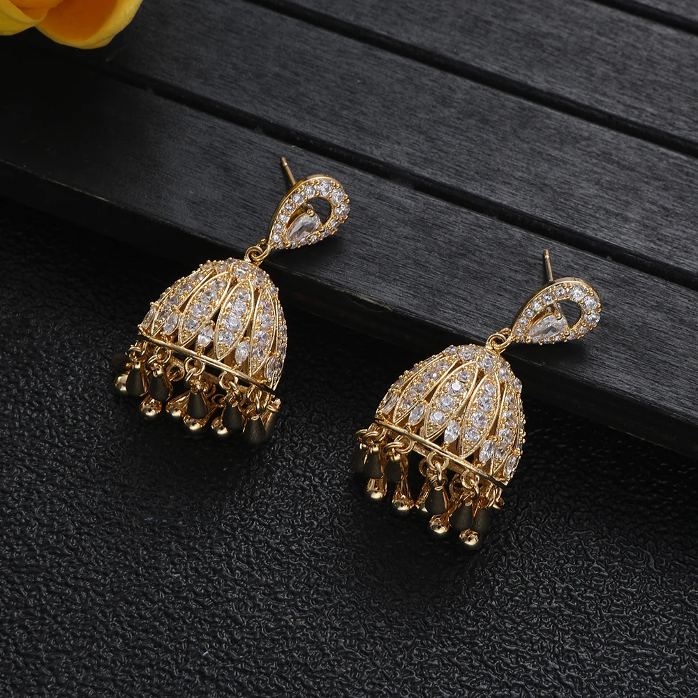 

Роскошные и модные женские серьги с кубическим цирконием в Дубае, индийские серьги для банкета, A0328