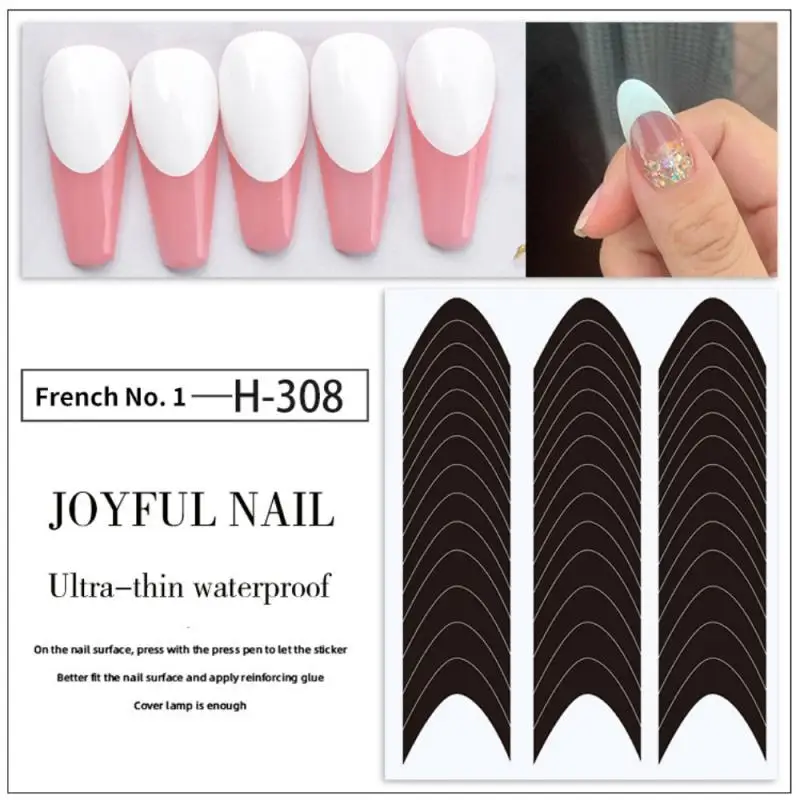 Formularz przewodnik naklejki wzory do ozdabiania tipsów francuski Manicure w kształcie litery V paznokcie naklejki wzornik Nail Art Nails naklejki