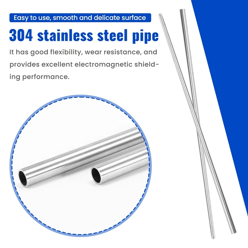 LICE-2Pcs 304 สแตนเลสสตีลท่อ OD 10 มม.X 8 มม.ความยาว ID 500 มม.