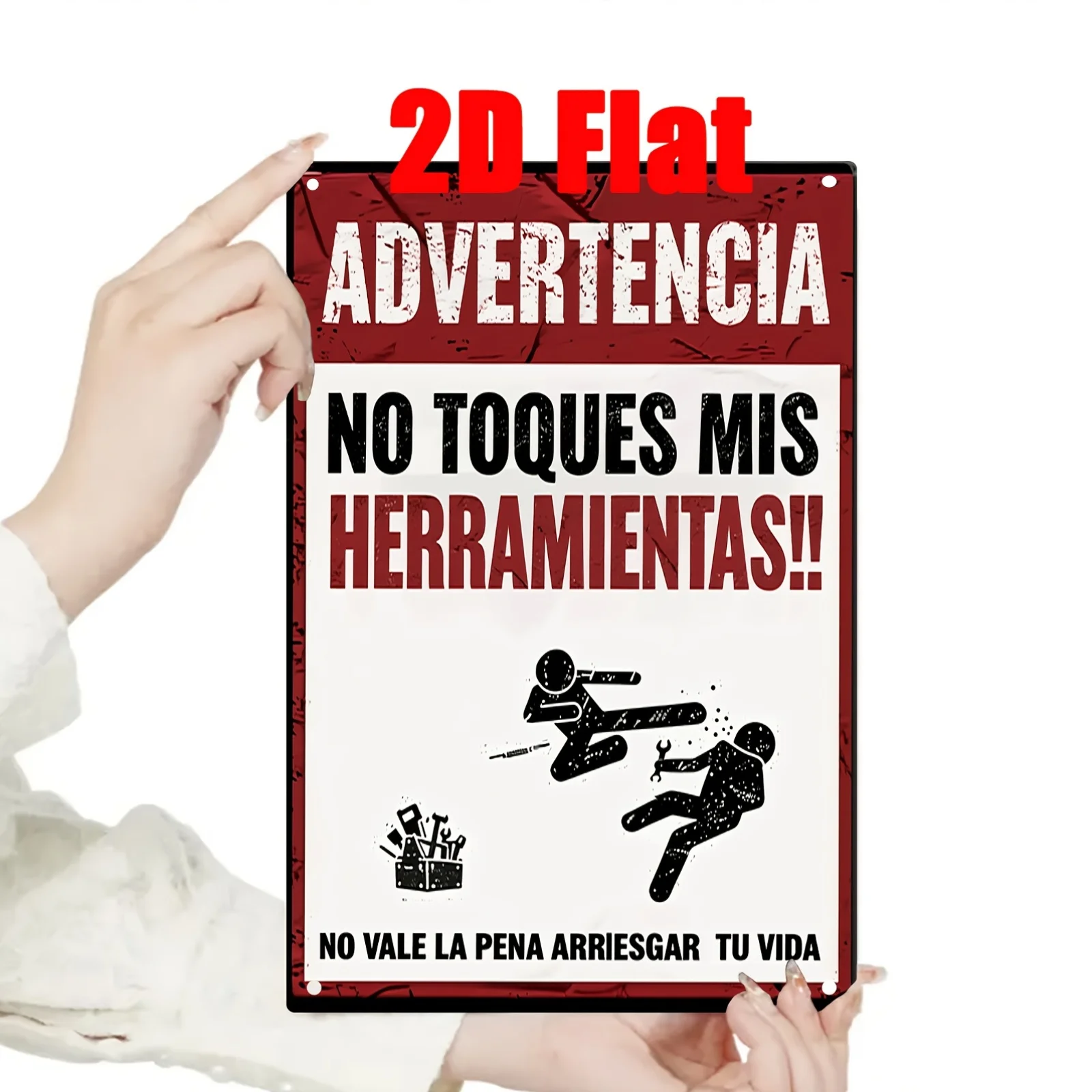 1pc 2D Flat Iron Sheet Sign, Spanish 