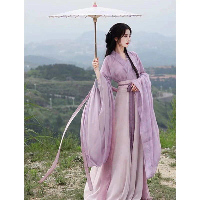 Hanfu women\'s 2024 new Wei Jinfeng ancient dress eight broken skirt purple ancient dress