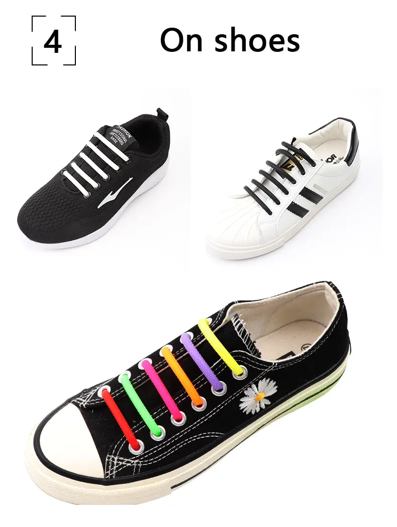 16 Pcs Silicone Semicircle Shoelaces Without Ties Elastic Laces Sneakers Men Women Colorful Casual Shoes Laces Lazy Accessories
