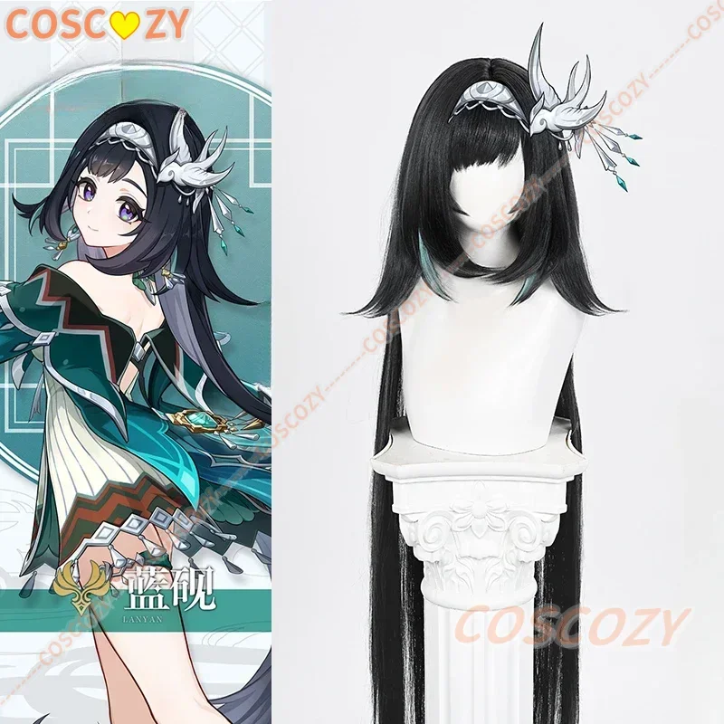 Genshin Impact Lan Yan Cosplay Wig 120cm Black Long Hair Liyue Spring Woven From Jade Halloween Con Props Wigs for Women Girls