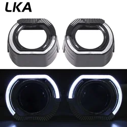 LKA 3 Inch Sliver Black Shrouds Cover LED Angel Eyes for Koito Q5 Hella Bixenon Hid Projector Lens Shell Mask Car Headlight DIY