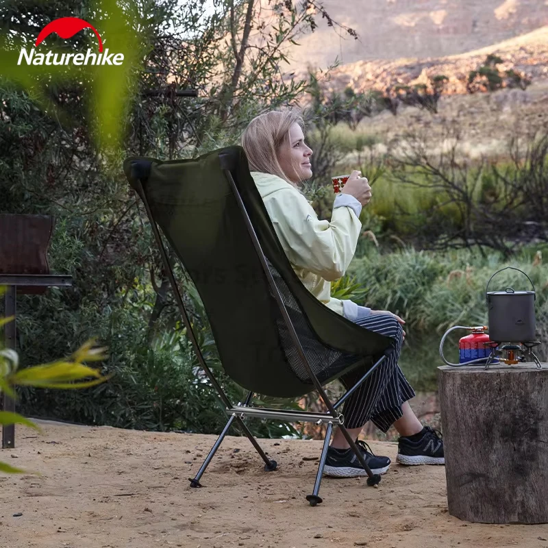 

Naturehike YL06 Folding Moon Chair Aluminum Alloy Seat 600D Outdoor Camping Fishing Portable High Back Leisure Chair Ultralight