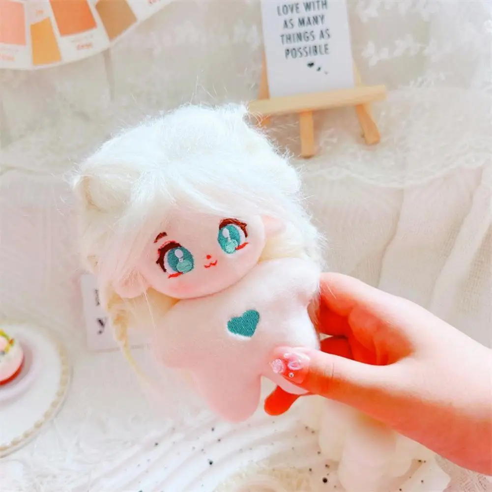 Cartoon Idol Doll Cotton Doll Cute Anime Girl Doll Diy Hairstyles Big Eyes Unfinished Plushies for Pretend Play Stuffed Toy Game