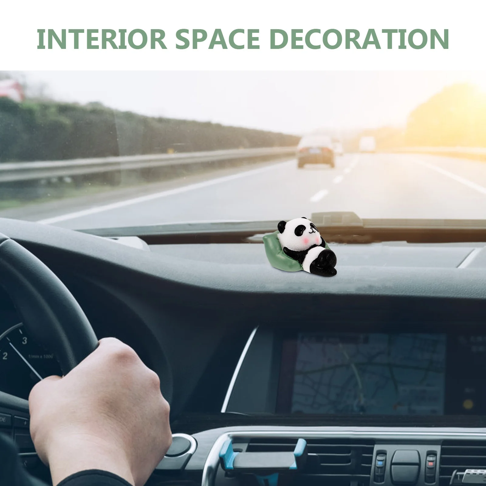 

Panda Ornament Car Dashboard Decorative Resin Statue Cute Car Interior Decorations Aesthetic Dashboard Accessories