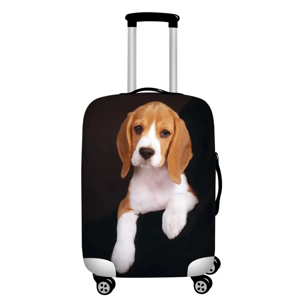 Schattige Beagle Hond Print Reisbagage Beschermende Stofhoezen Zwart 18-32 Inch Kofferhoes Waterdichte Bagagehoezen