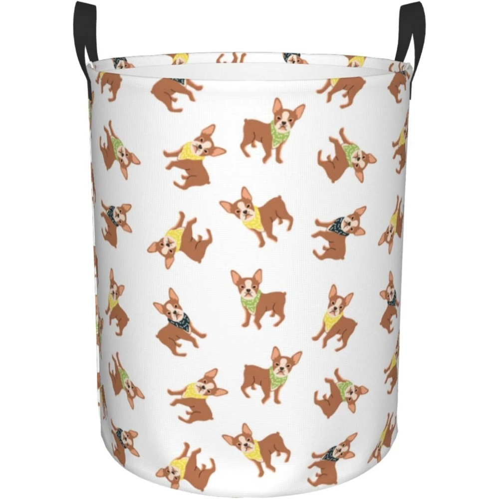 

Large Laundry Basket with Handles Boston Terrier Dog Neckerchief Cute Baby Kids Dirty Clothes Laundry Hamper