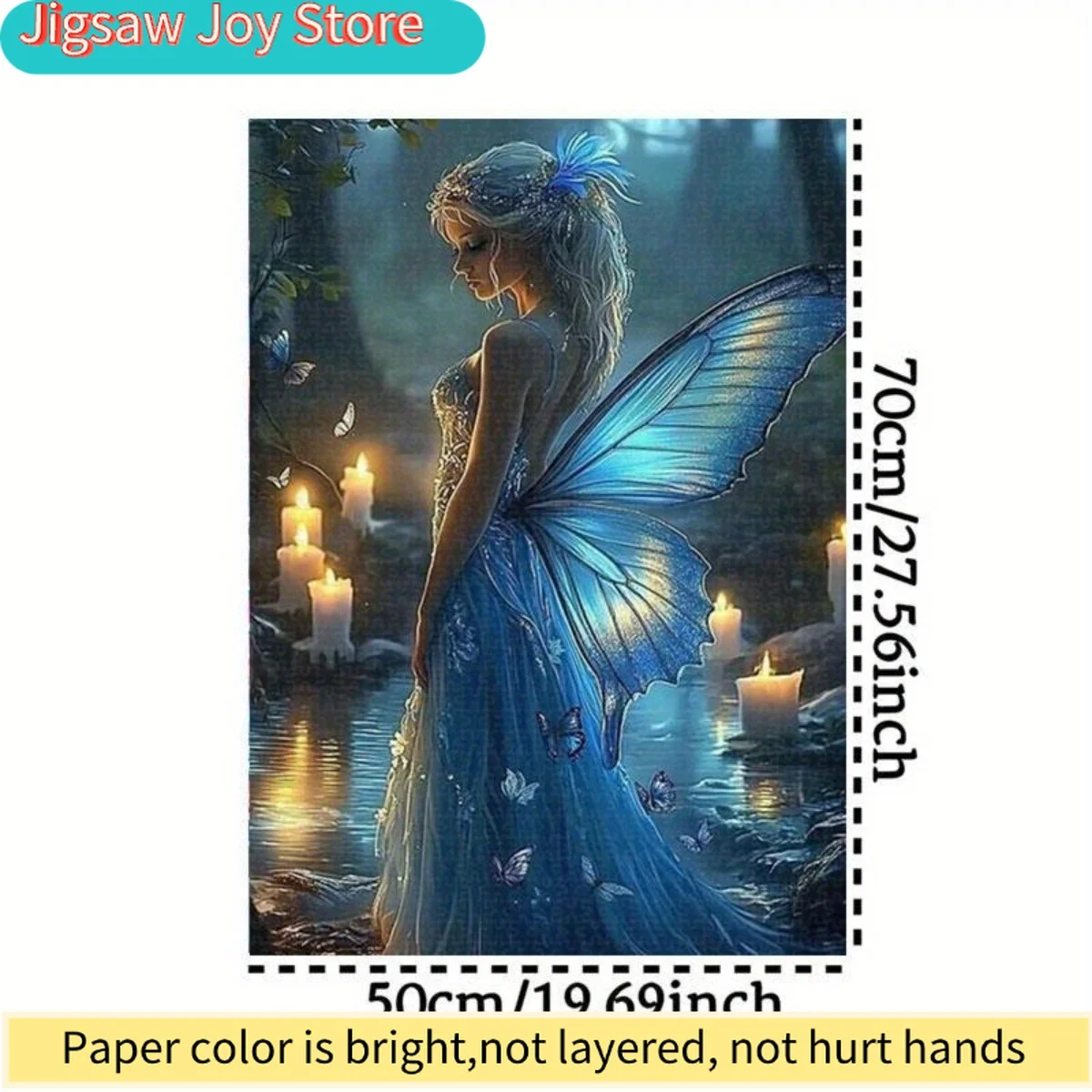 

1,000pcs of fun puzzles - Enchanted Forest Girl and Butterfly Art with - Mystical Decor for Living Room- Bedroom- or Home - Pe