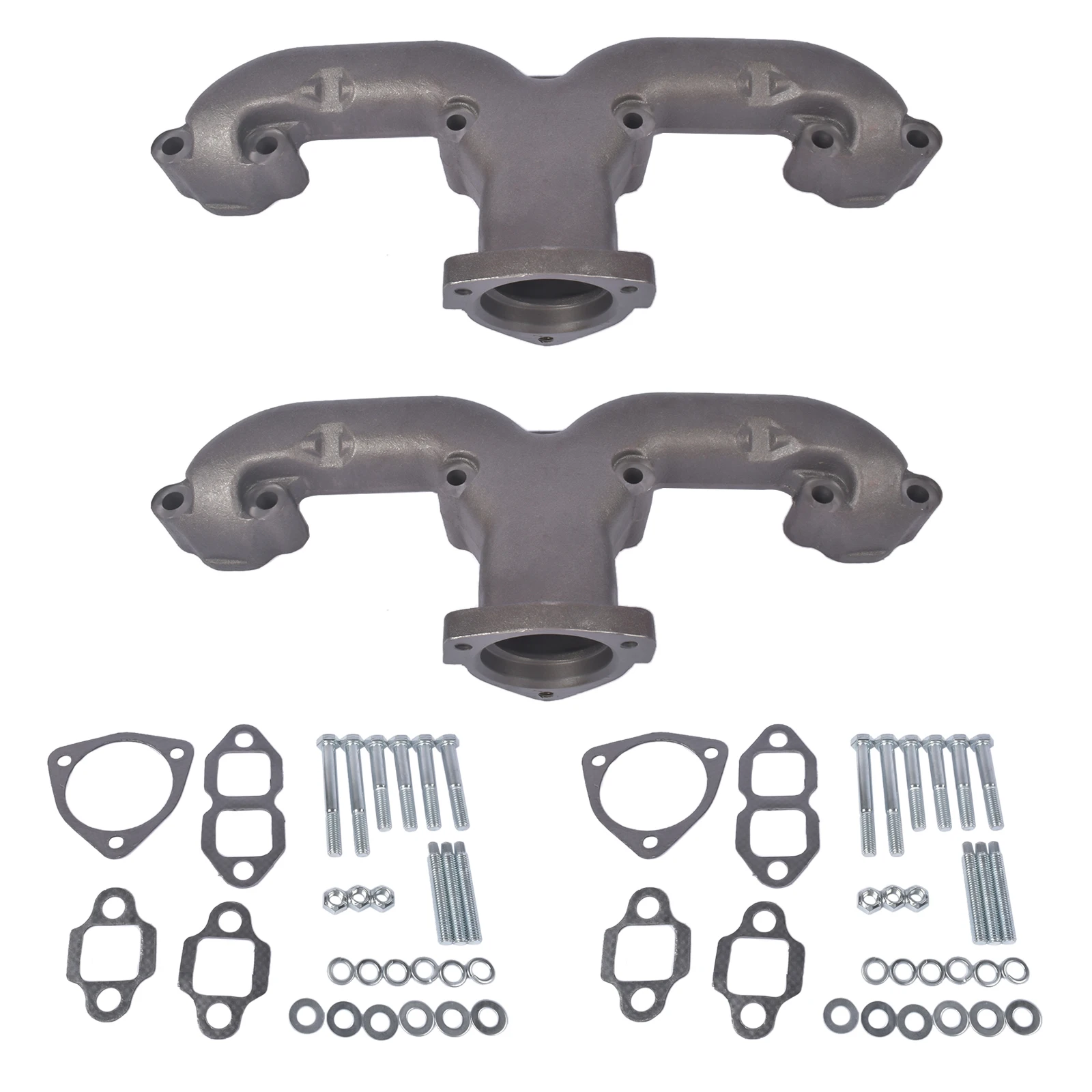 

AP02 2Pcs Exhaust Manifolds Nodular Iron with Gasket for Chevy SBC 283 305 350 400