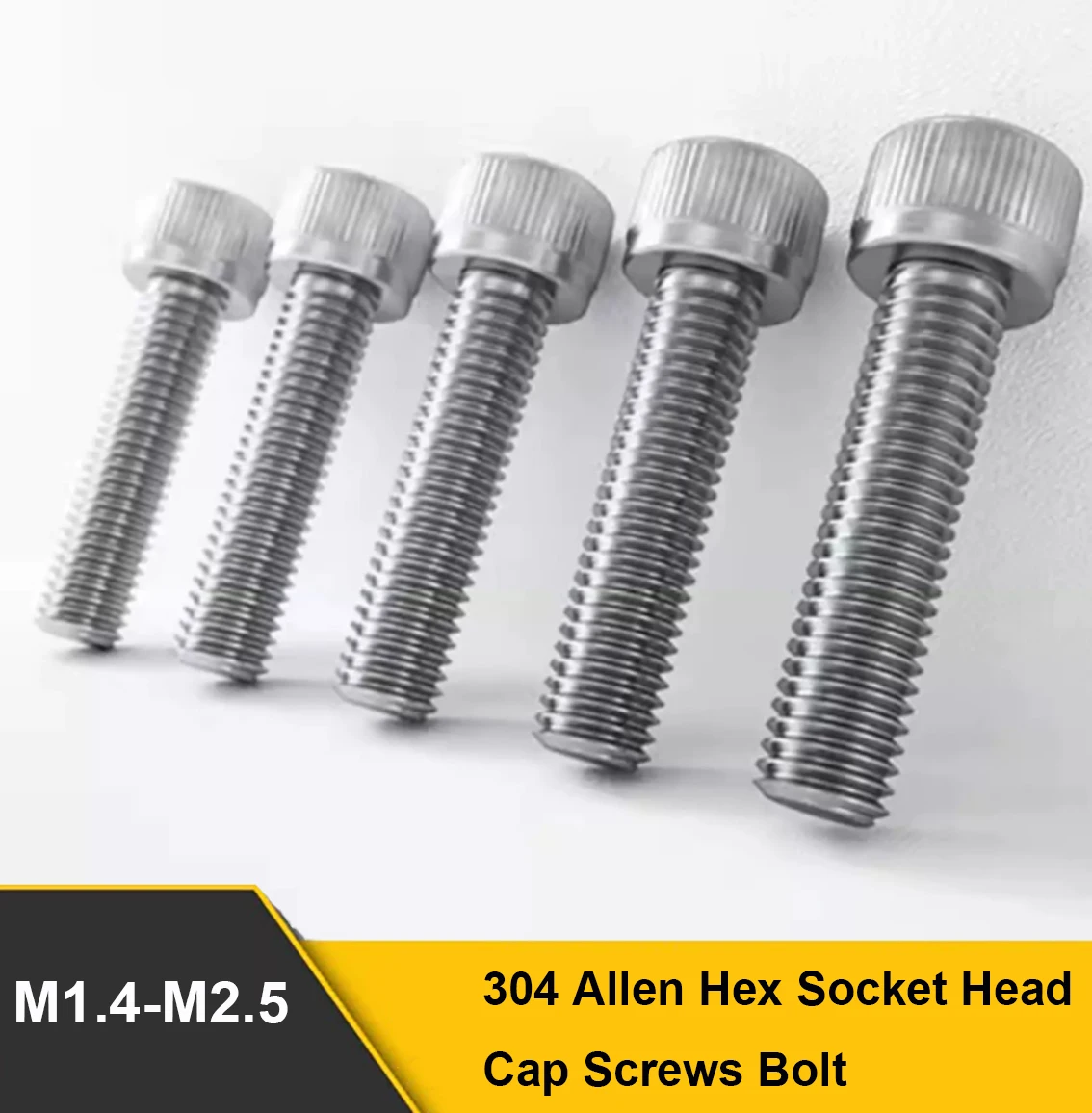 30/50-200Pcs M1.4-M2.5 304 Stainless Steel Allen Hex Socket Head Cap Screws Bolt  DIN912 Uniform Force Bearing Anti-Slip Screws