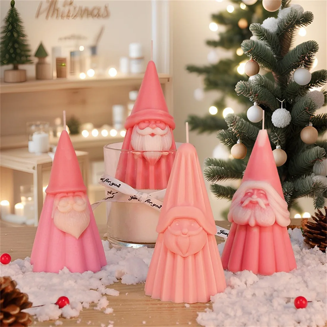 3D Stereoscopic Santa Claus Candle Silicone Mold DIY Christmas Tree Epoxy Crystal Ornament Resin Mold Plaster Crafts Home Decor