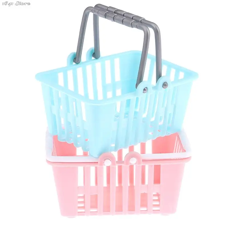 2Pcs/set Dollhouse Miniature Shopping Basket Toys Kids Mini Supermarket Shopping Hand Basket Model Doll House Mini Pretend Play