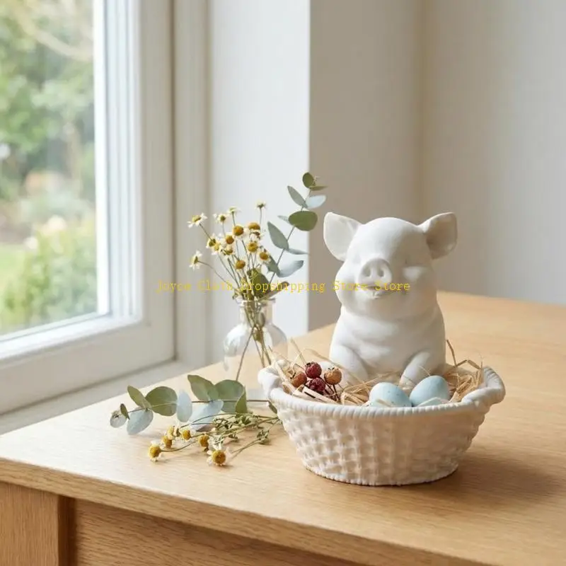 Silicone Pig Basket Embossed Mold Suitable for Resin Planter Holder 10CD