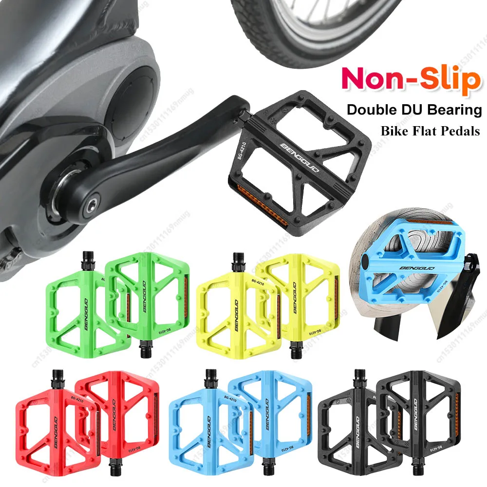 

Двойной подшипник DU, плоские педали для горного и шоссейного велосипеда с отражателем, велосипедные педали на платформе, велосипедные педали безопасности, аксессуары для велосипеда