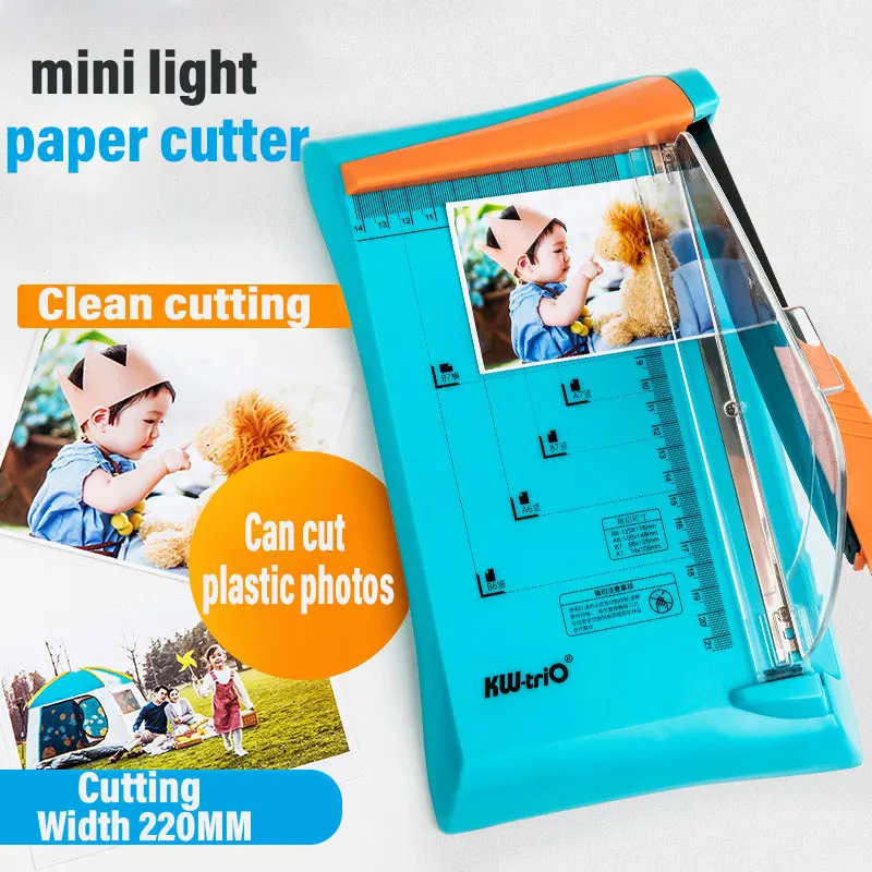 

Mini Plastic High Efficiency Lightweight Paper Cutter Portable Photo Paper Cutter Built-in Ruler Simple Cutter Office Supplies